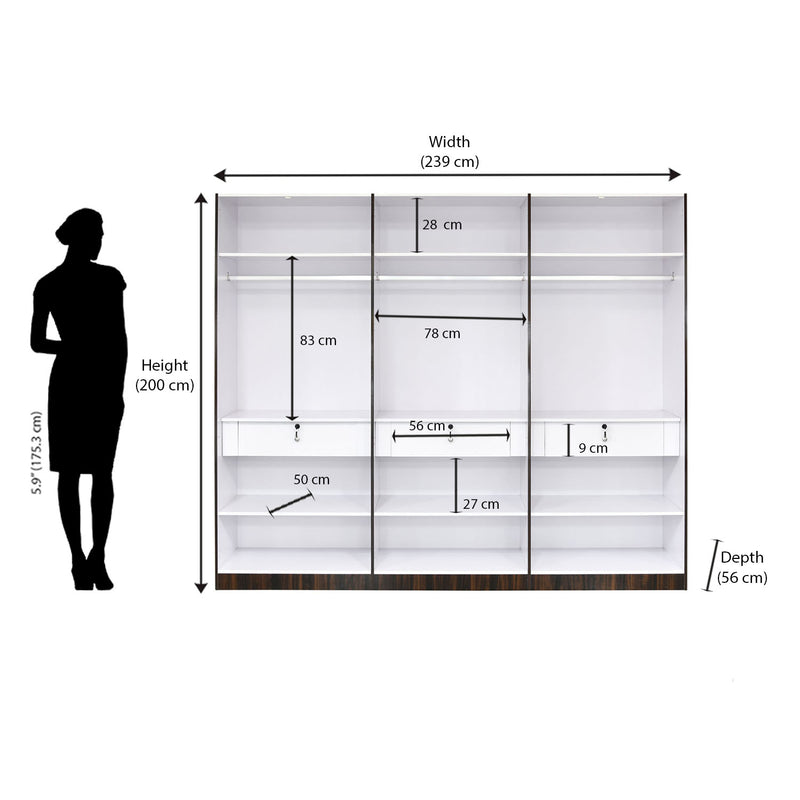 Nilkamal Estana 6 Door Wardrobe (Brown)