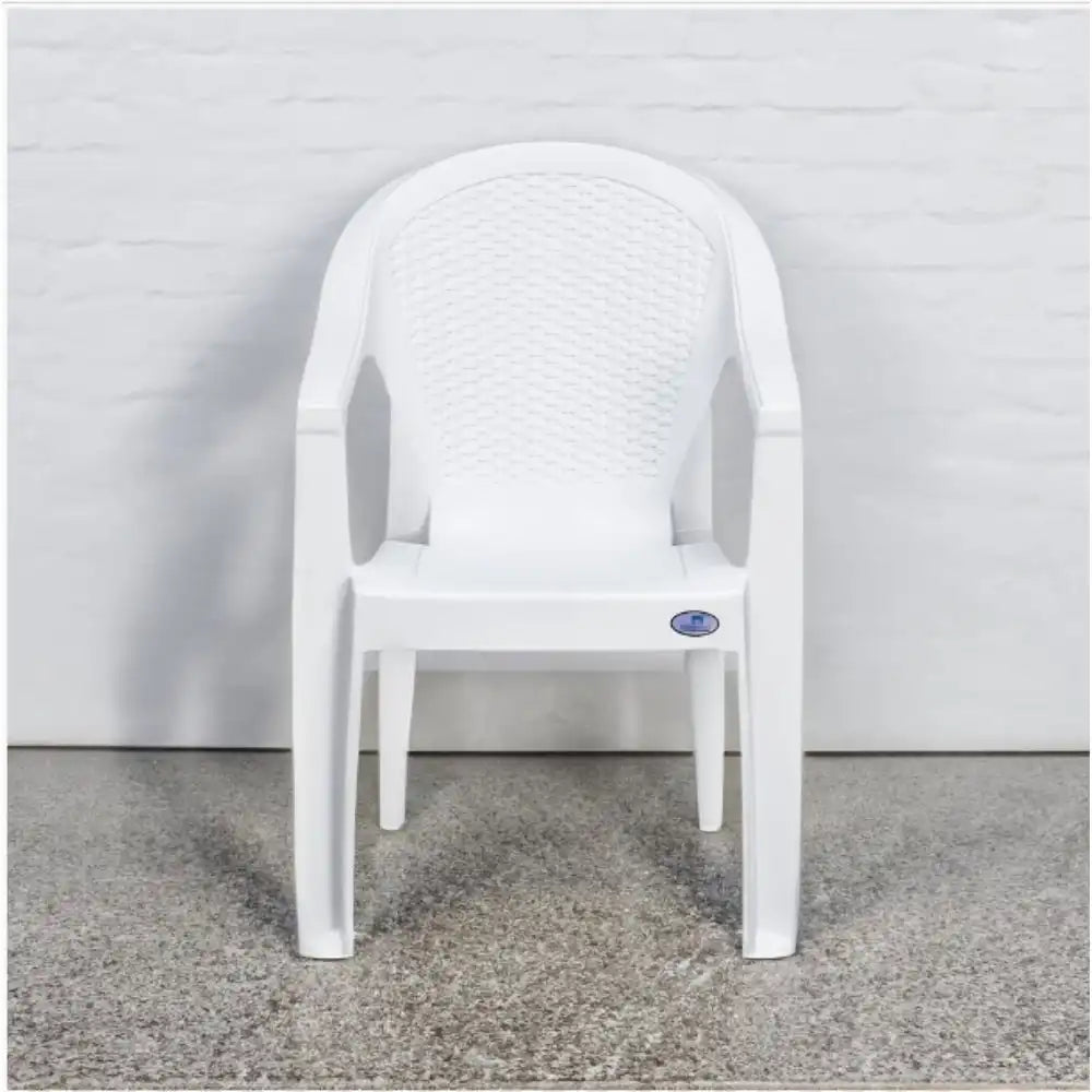 Nilkamal Exotica Plastic Arm Chair (Milky White) - Front View 2
