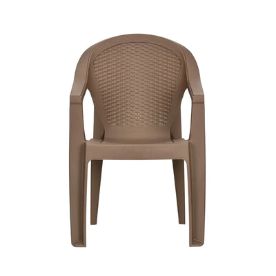 Nilkamal Exotica Plastic Arm Chair (Rattan Dark Beige) - Front View