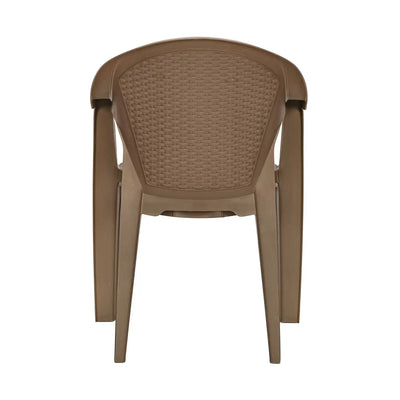Nilkamal Exotica Plastic Arm Chair (Rattan Dark Beige) - Back View