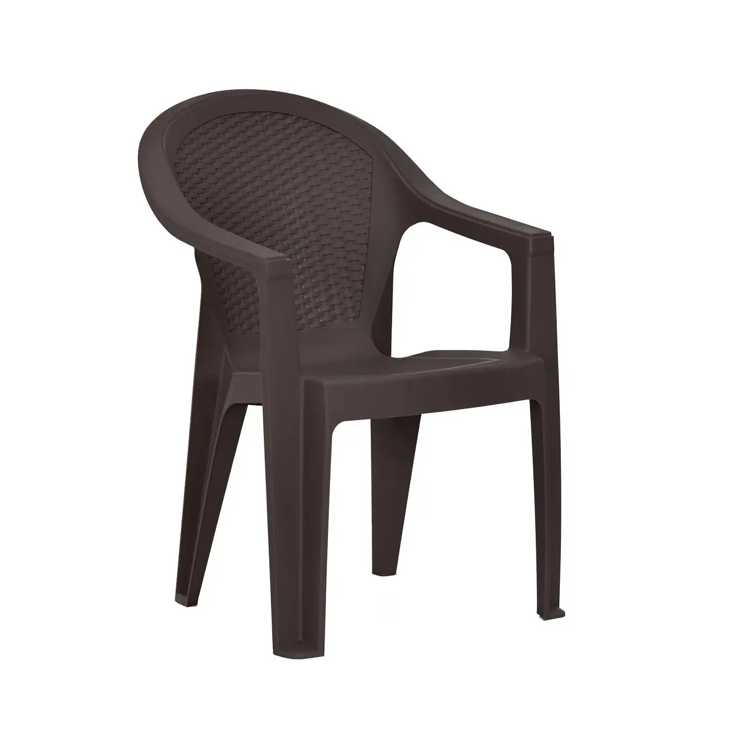Nilkamal Exotica Plastic Arm Chair (Season Rust Brown) - Slight Side View