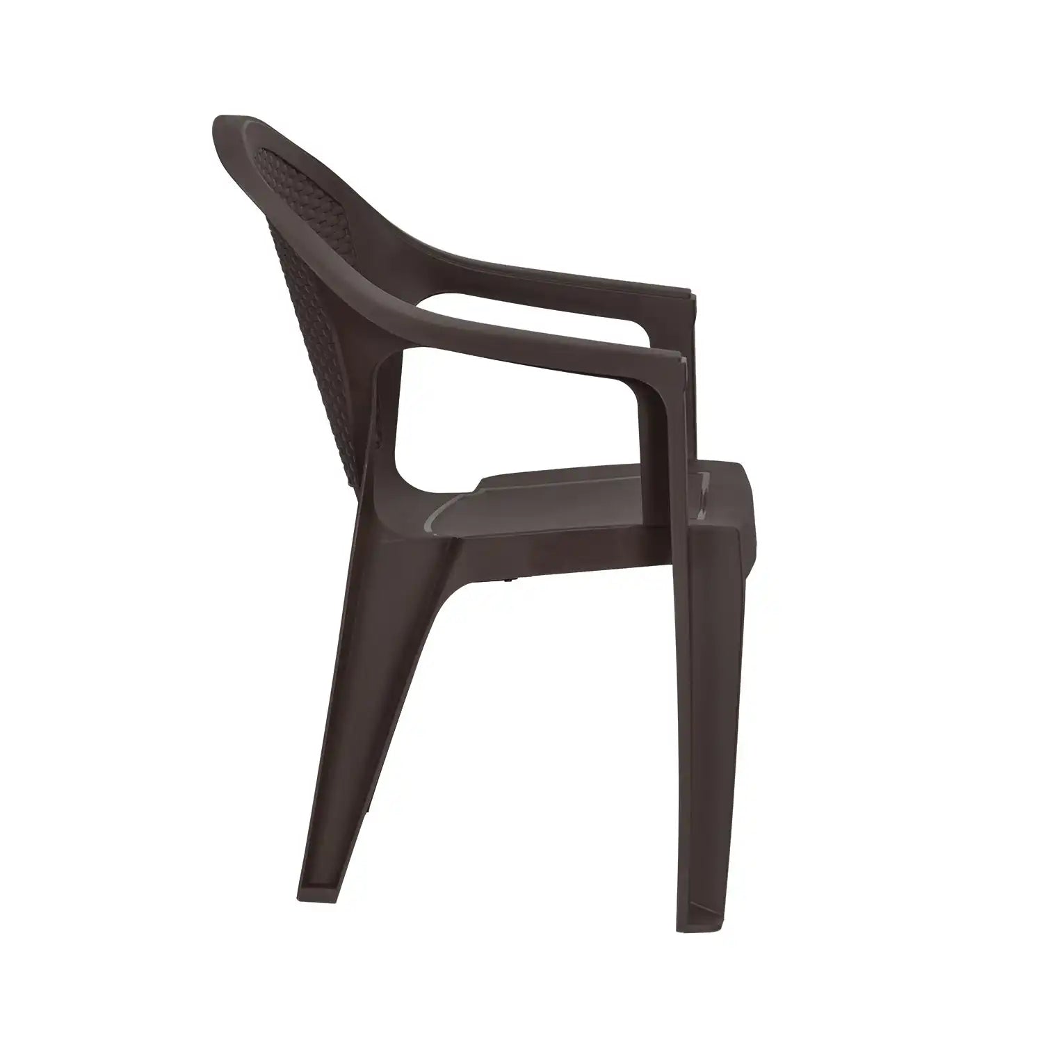 Nilkamal Exotica Plastic Arm Chair (Season Rust Brown) - Side View