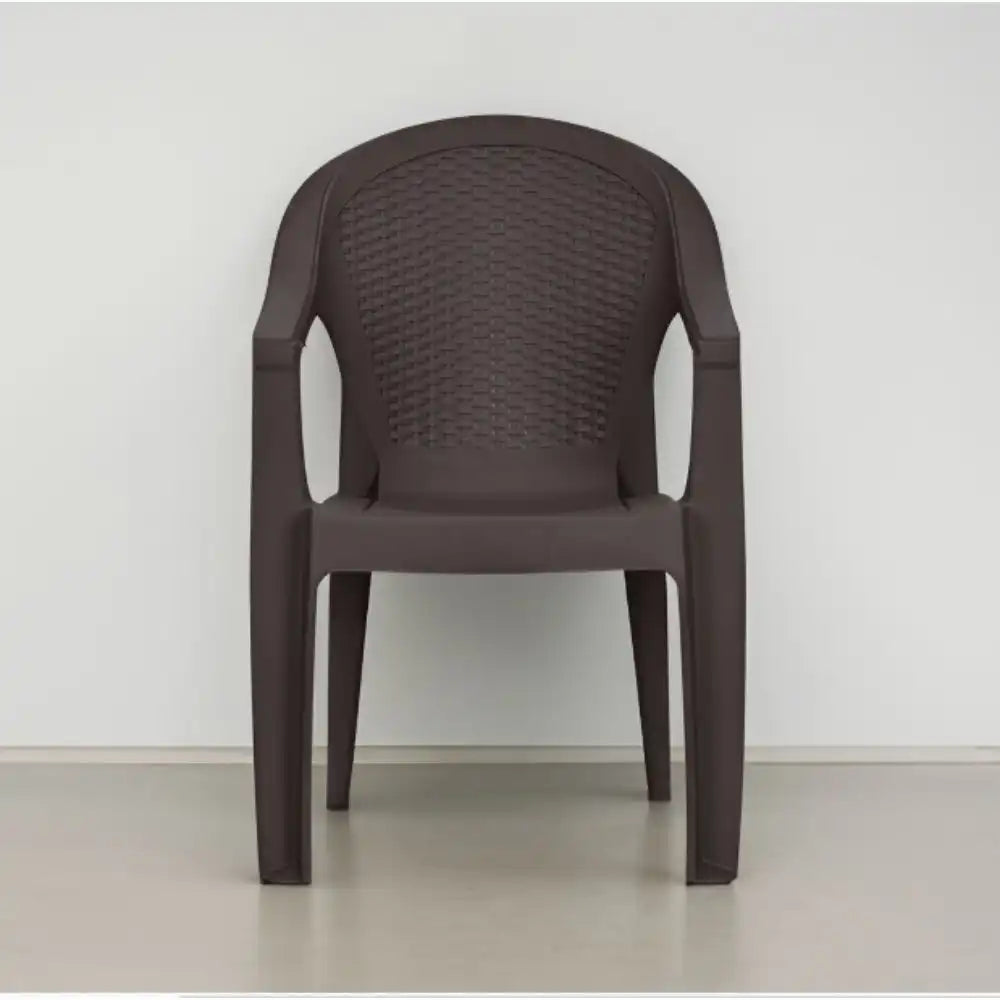 Nilkamal Exotica Plastic Arm Chair (Season Rust Brown) - Front View