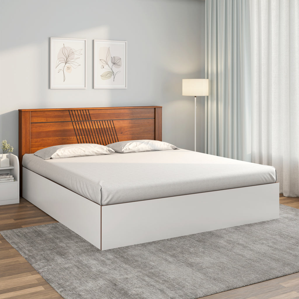 Nilkamal Electra Max Solid Wood Bed With Storage (White)