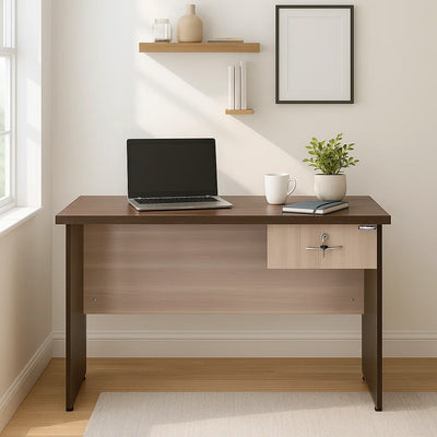Nilkamal Enzo Office 4 ft Table (Brown & Cloud Ash)