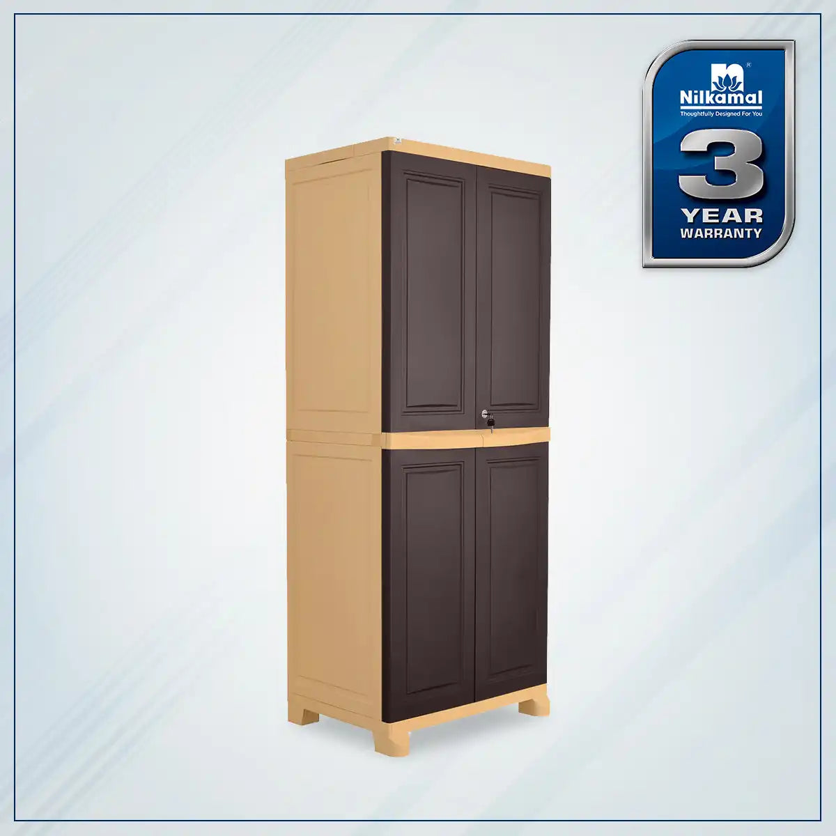 Nilkamal Freedom Big 1 (FB1) Plastic Storage Cabinet (Weathered Brown and Biscuit) - Slight Side View