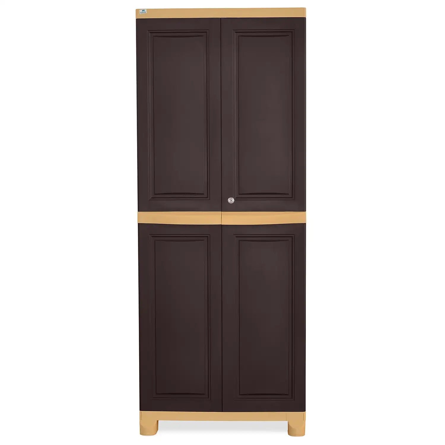Nilkamal Freedom Big 1 (FB1) Plastic Storage Cabinet (Weathered Brown and Biscuit) - Front View