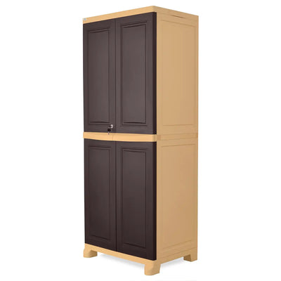 Nilkamal Freedom Big 1 (FB1) Plastic Storage Cabinet (Weathered Brown and Biscuit) - Slight Side View-4