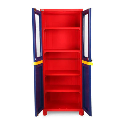 Nilkamal Freedom Big 2 (FB 2) Plastic Storage Cabinet – Open Doors View (Blue & Red)