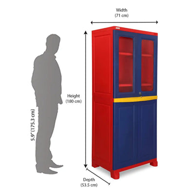Nilkamal Freedom Big 2 (FB 2) Plastic Storage Cabinet – Size In Centimeter (Blue & Red)