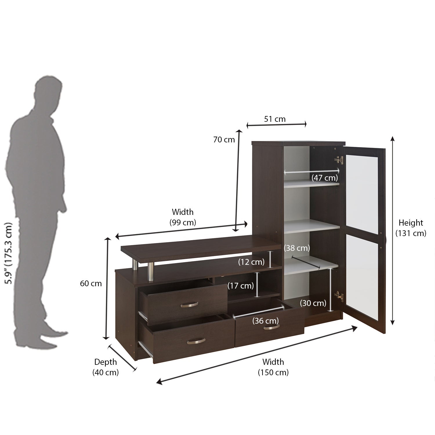 Nilkamal Felix Wall Unit (Coffee)