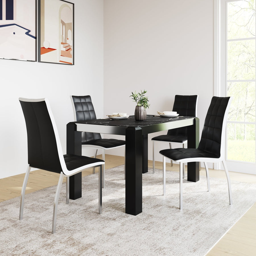 Nilkamal Fortica 4 Seater Dining Set (Black and White)