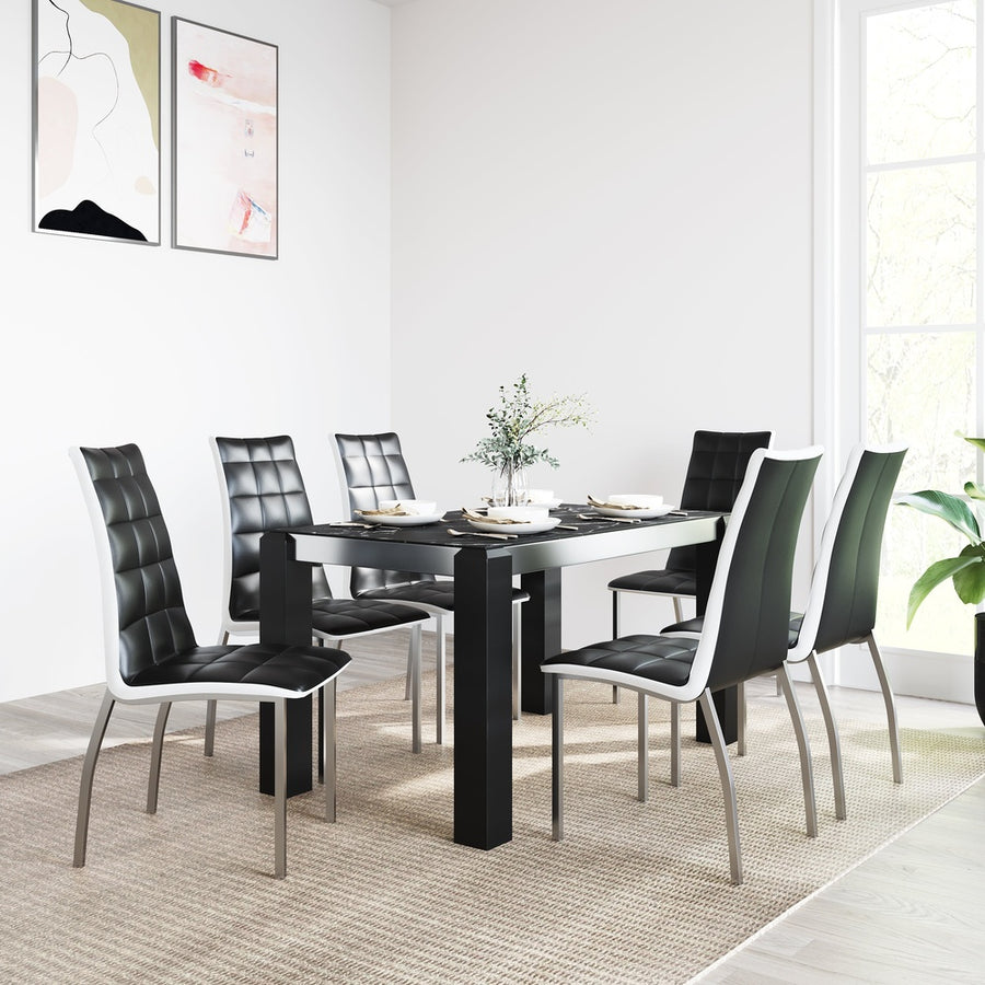 Nilkamal Fortica 6 Seater Dining Set (Black and White)