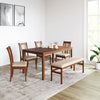 Nilkamal Jewel Six Seater Dining Set With Bench (Walnut)