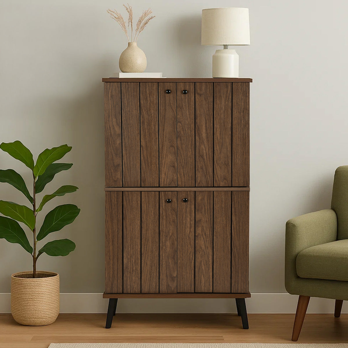 Buy Nilkamal Wildon 4 Door Shoe Rack (Walnut) Online In India