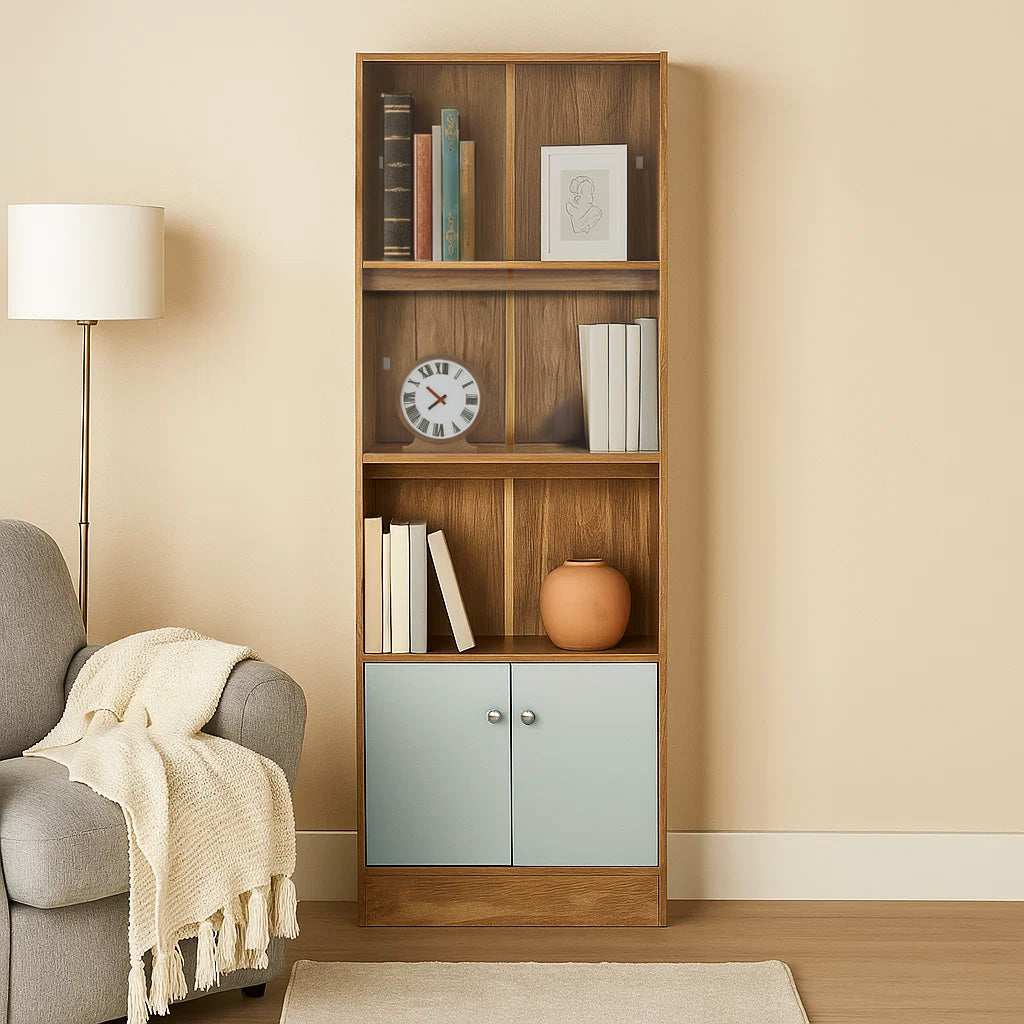 Nilkamal Gwen Book Case with Glass Sliding Doors (Oak Grey)