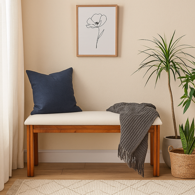 Nilkamal Cera Multi Use Medium Sitting Bench for Living Room | Dining Room (Honey Brown)