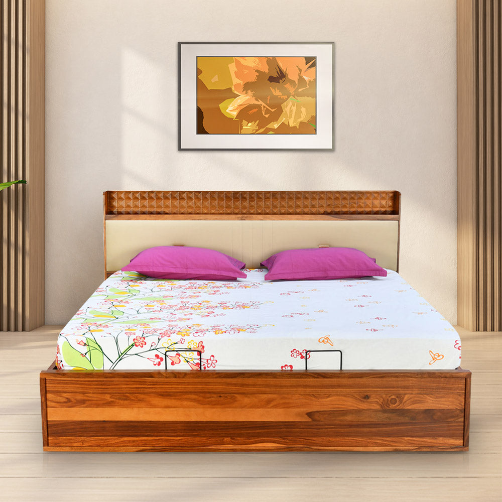Nilkamal Dewsbury Solid Wood King Bed with Hydraulic Storage (Walnut)