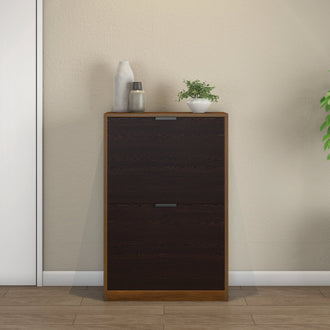 Nilkamal Florine Engineered Wood 2 Tier Shoe Cabinet (Walnut & Wenge)