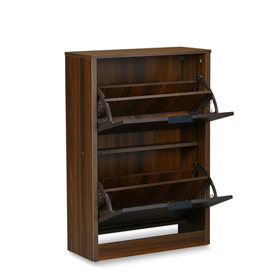 Nilkamal Florine Engineered Wood 2 Tier Shoe Cabinet (Walnut & Wenge)
