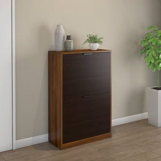 Nilkamal Florine Engineered Wood 2 Tier Shoe Cabinet (Walnut & Wenge)