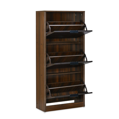 Nilkamal Florine 3 Tier Engineered Wood Shoe Cabinet (Walnut & Wenge)