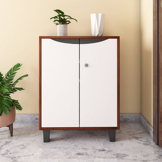 Nilkamal Flow Shoe Cabinet (Walnut/White)