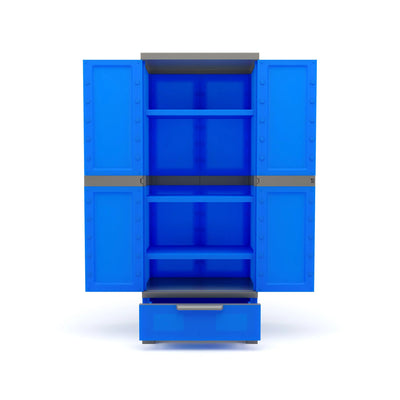 Nilkamal Freedom FMDR 1B Plastic Storage Cabinet with 1 Drawer (Deep Blue / Grey)