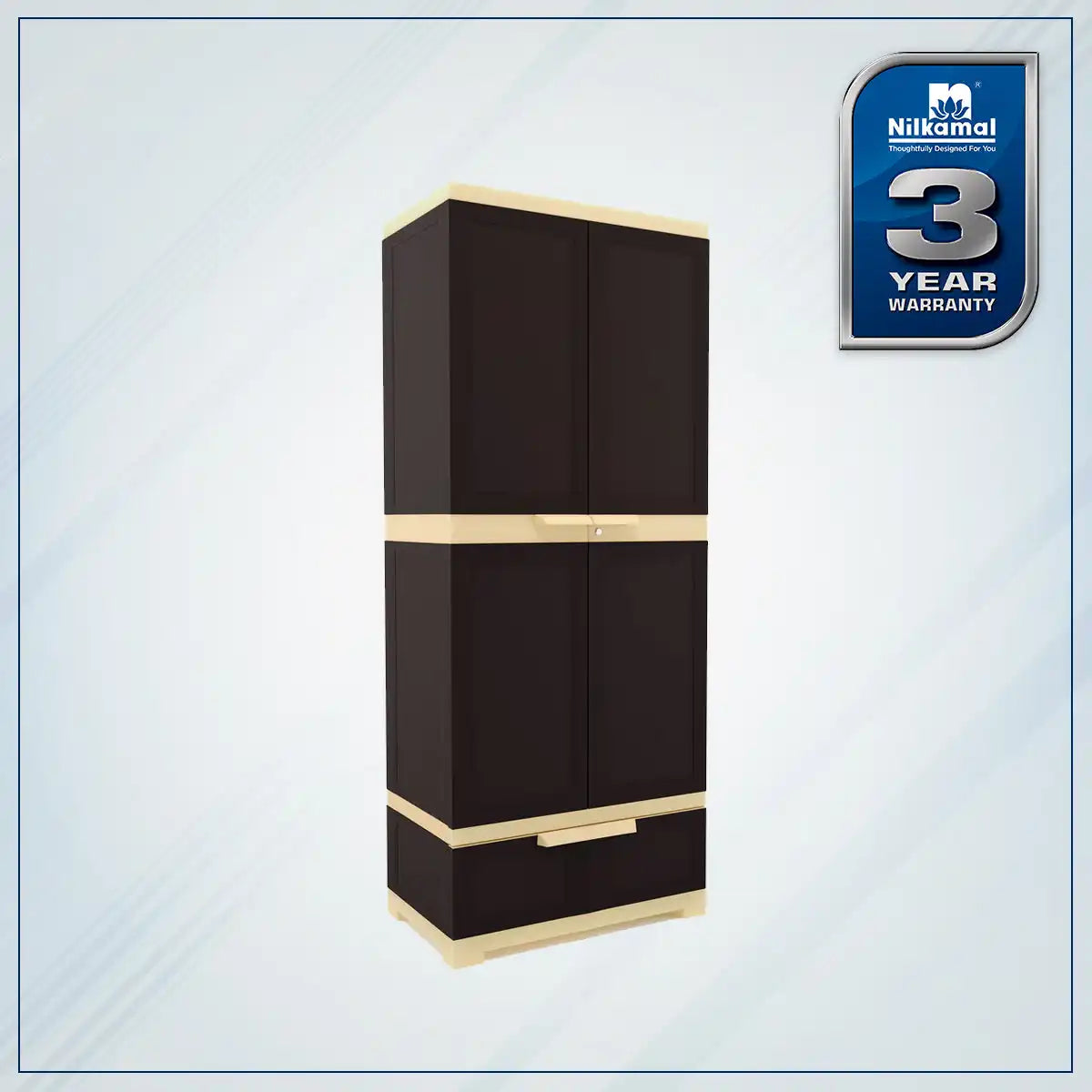 Nilkamal Freedom FMDR 1B Plastic Storage Cabinet with 1 Drawer (Weathered Brown / Biscuit) - Slight Side View