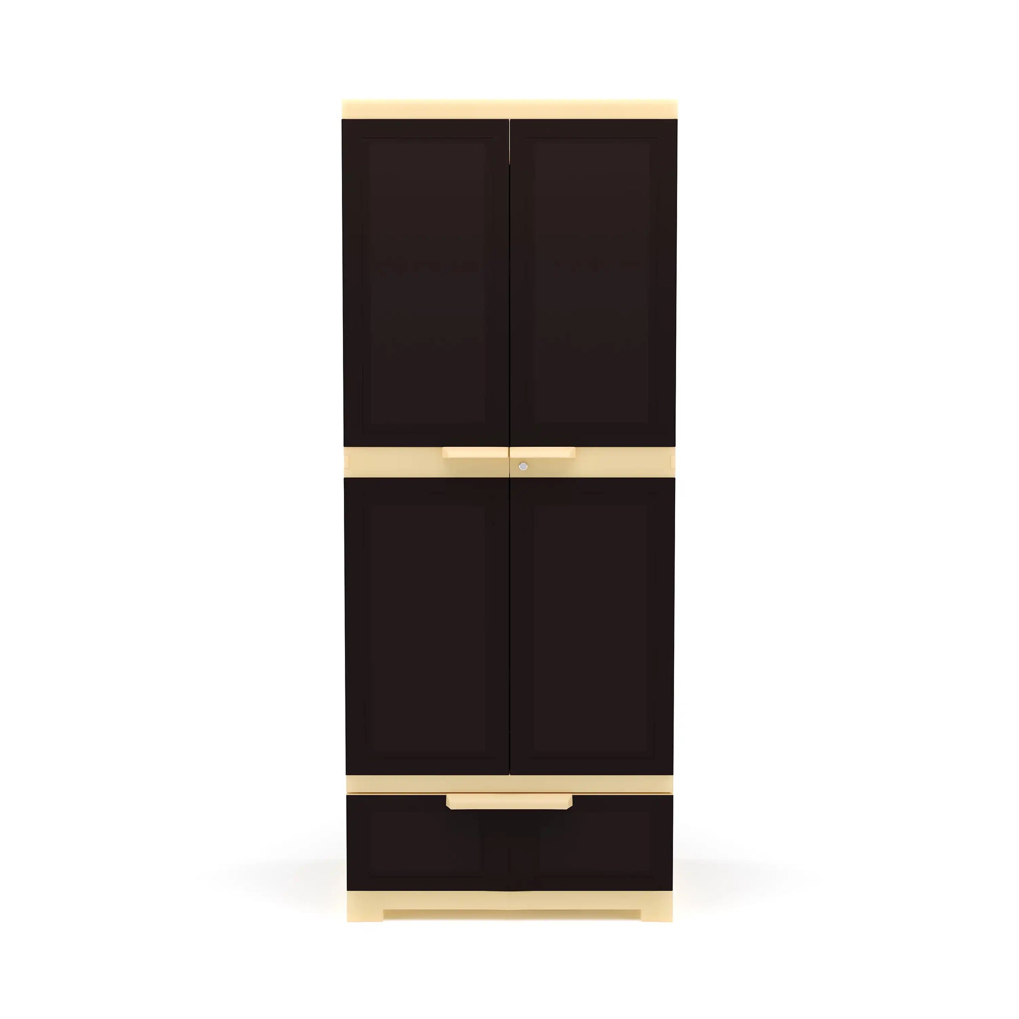 Nilkamal Freedom FMDR 1B Plastic Storage Cabinet with 1 Drawer (Weathered Brown / Biscuit) - Front View