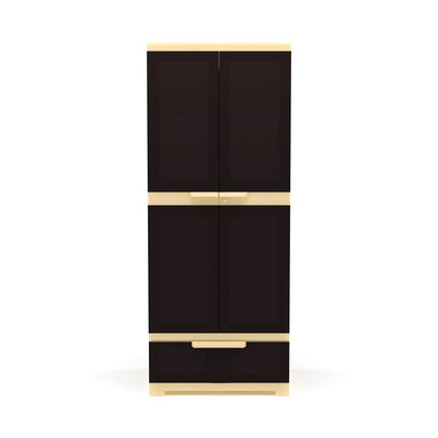 Nilkamal Freedom FMDR 1B Plastic Storage Cabinet with 1 Drawer (Weathered Brown / Biscuit) - Front View