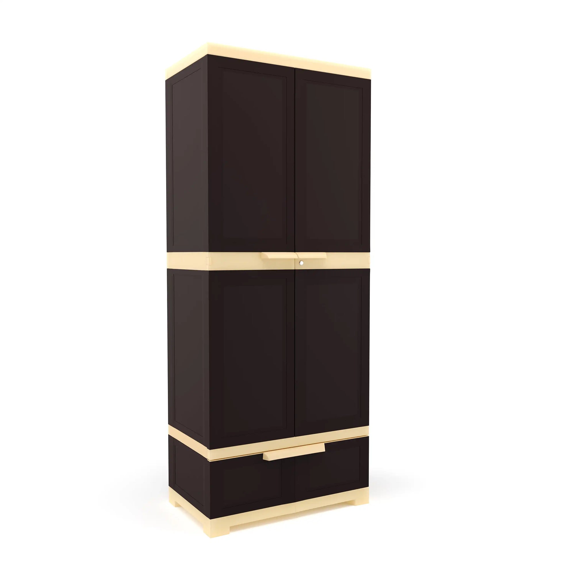 Nilkamal Freedom FMDR 1B Plastic Storage Cabinet with 1 Drawer (Weathered Brown / Biscuit) - Slight Side View 2