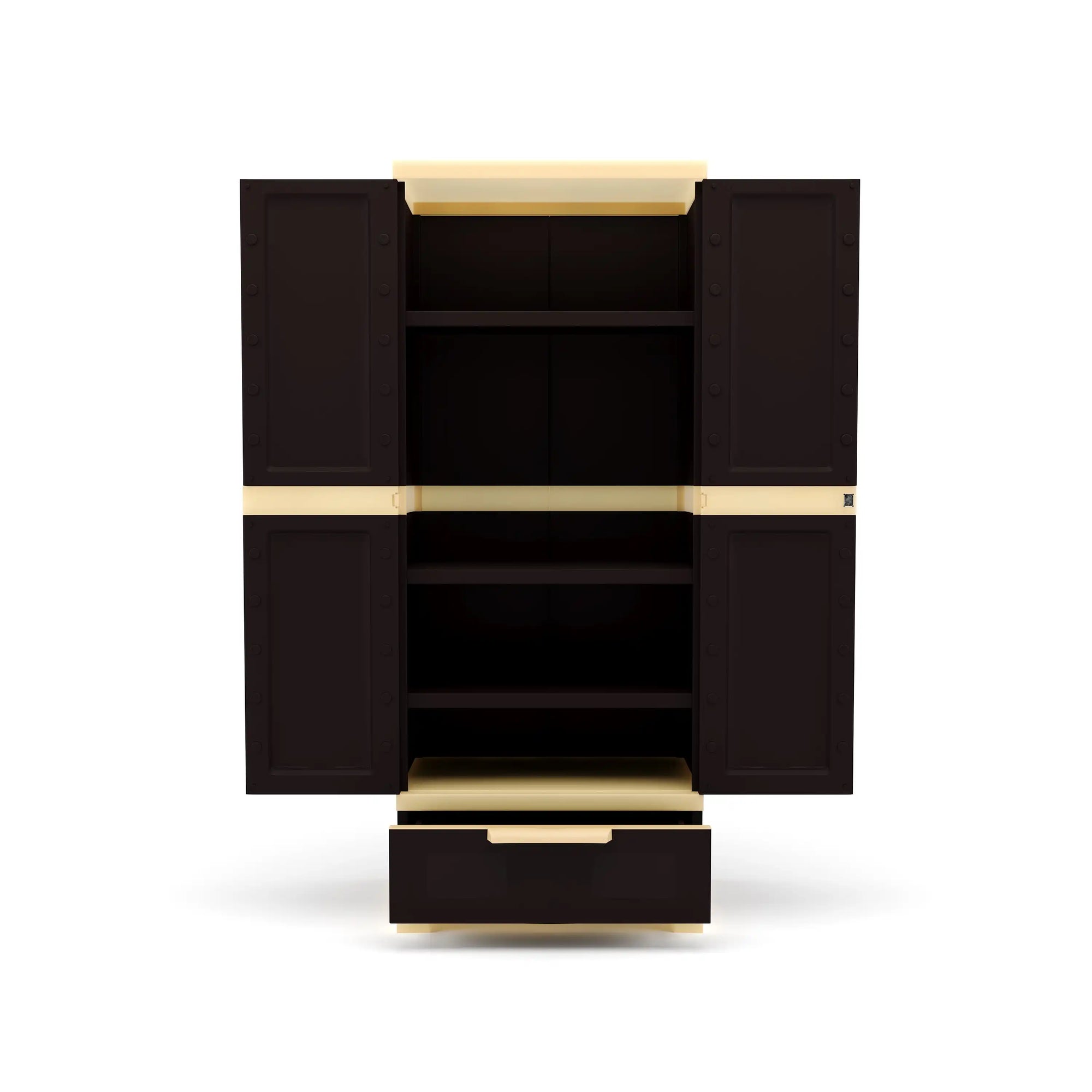 Nilkamal Freedom FMDR 1B Plastic Storage Cabinet with 1 Drawer (Weathered Brown / Biscuit) - Open Drawer View