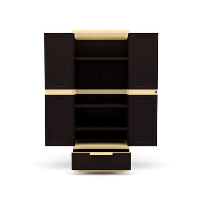 Nilkamal Freedom FMDR 1B Plastic Storage Cabinet with 1 Drawer (Weathered Brown / Biscuit) - Open Drawer View