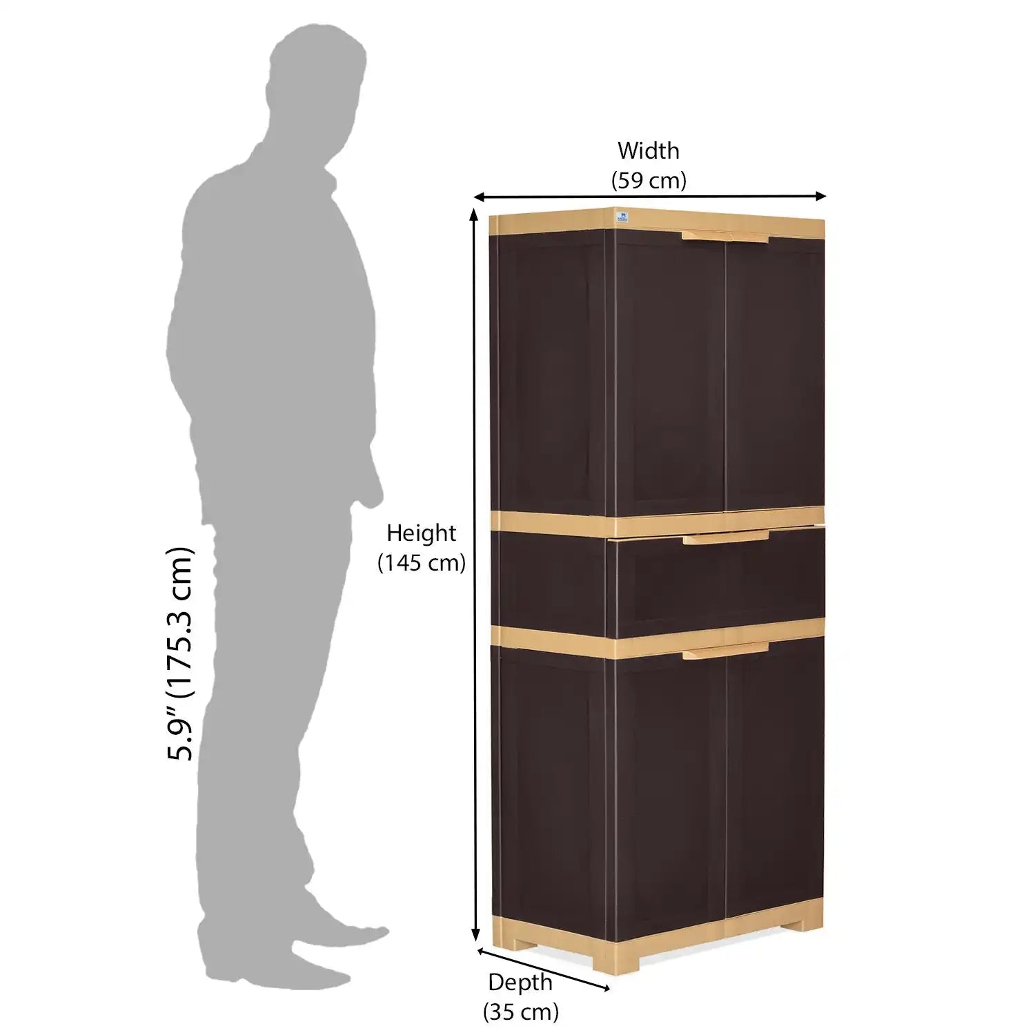 Nilkamal Freedom FMDR 1C Plastic Cabinet with 1 Drawer (Brown & Biscuit)