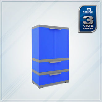 Nilkamal Freedom FMDR 2B Plastic Storage Cabinet with 2 Drawer (Deep Blue / Grey)