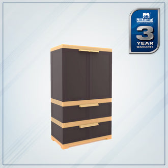 Nilkamal Freedom FMDR 2B Plastic Storage Cabinet with 2 Drawer (Weathered Brown / Biscuit)