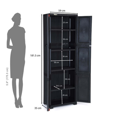 Nilkamal Freedom Large (FML) Plastic Storage Cabinet (Charcoal Grey) - Size In Centimeter