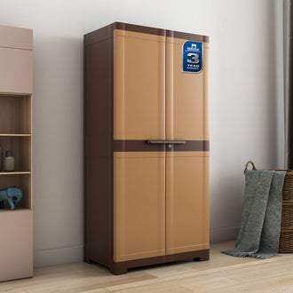 Nilkamal Freedom Mini Medium (FMM) Plastic Cabinet/Bookshelf (Sandy & Dark Brown)