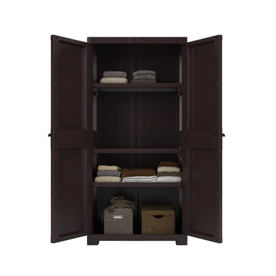 Nilkamal Freedom FMM Plastic Storage Cabinet (Weather Brown) - Open Front Storage View