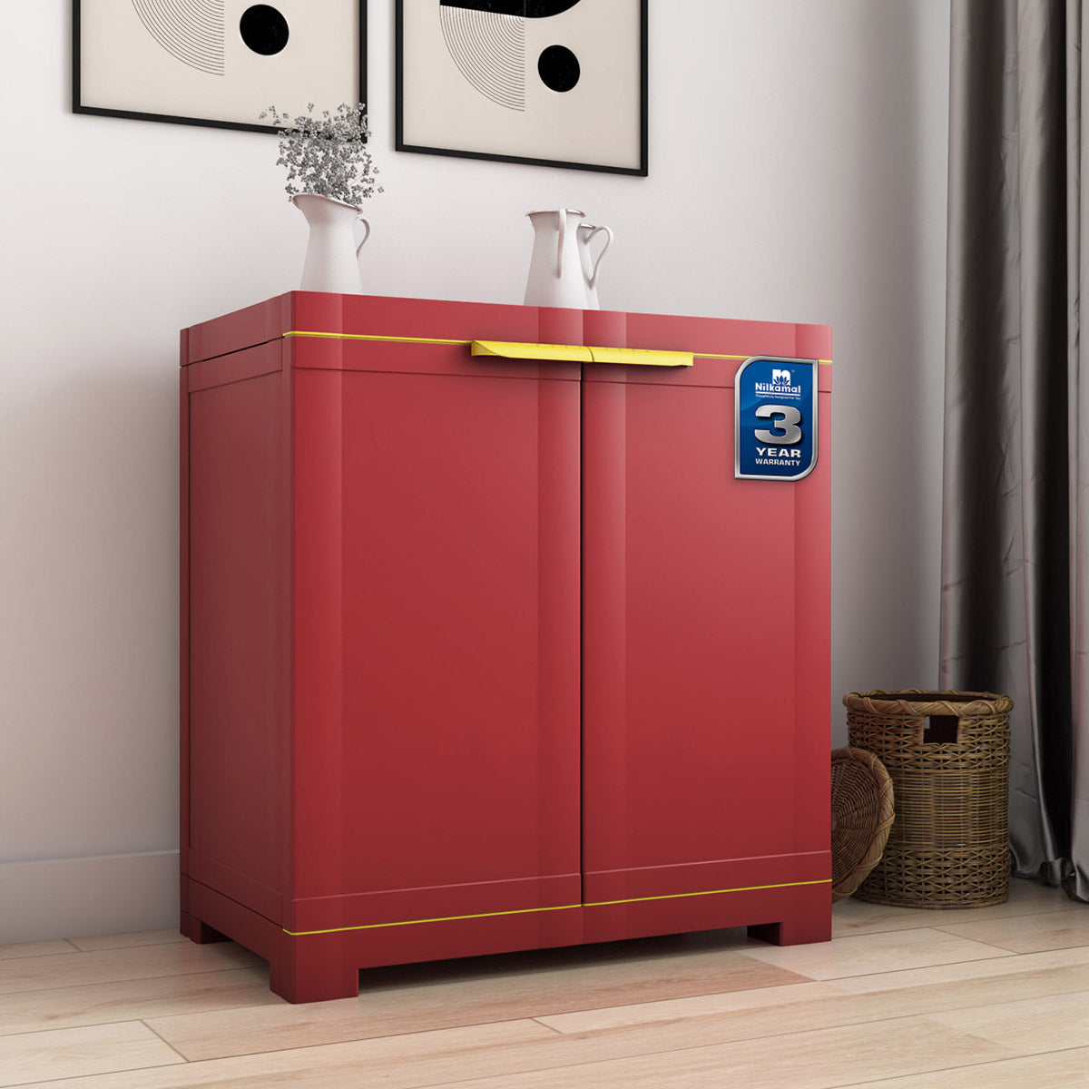 Nilkamal Freedom Mini Small (FMS) Plastic Storage Cabinet (Bright Red  Yellow)