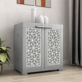 Nilkamal Freedom Star (FMSC09STR) Plastic Shoe Cabinet (Haze Grey & Milky White)