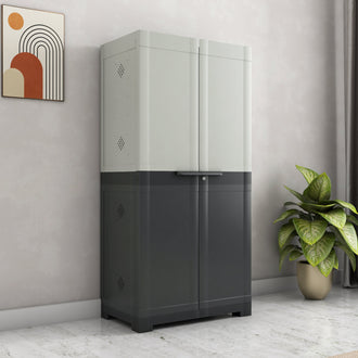 Nilkamal Freedom (FMSC18D) Plastic Shoe Cabinet (Haze Grey & Charcoal Grey)