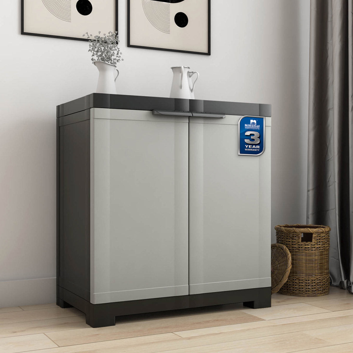 Nilkamal Freedom Mini Small (FMS) Plastic Storage Cabinet (Haze Grey/Charcoal Grey)