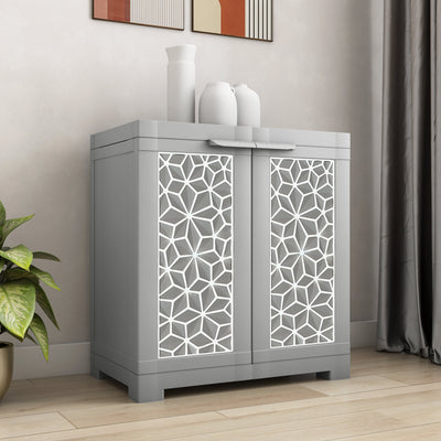 Nilkamal Freedom Star Small (FMSSTAR) Plastic Storage Cabinet (Haze Grey & Milky White) - Main View