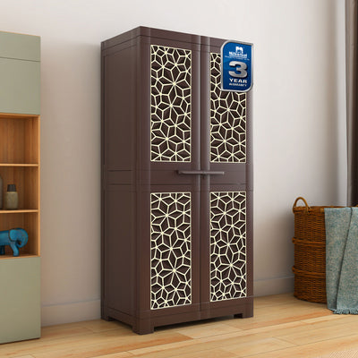 Nilkamal Freedom Mini Medium (FMM) Star Plastic Storage Cabinet (Weathered Brown & Biscuit)