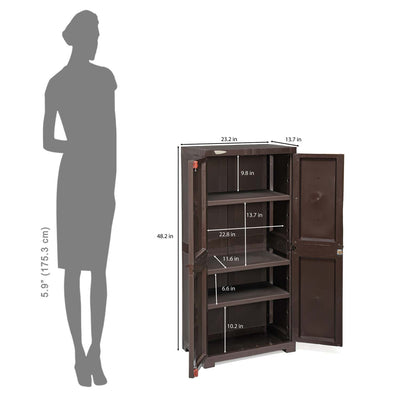 Nilkamal Freedom FMM Plastic Storage Cabinet (Weather Brown) - Size In Inches