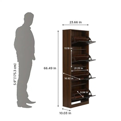 Nilkamal Florine Engineered Wood 4 Tier Shoe Rack (Walnut & Wenge)