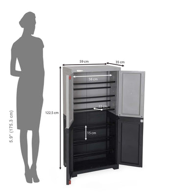 Nilkamal Freedom (FMSC18D) Plastic Shoe Cabinet (Haze Grey & Charcoal Grey)