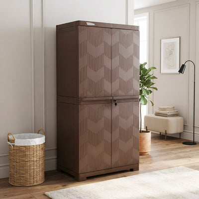 Nilkamal Freedom (FMM) Wave Plastic Storage Cabinet (Rattan Dark Beige)